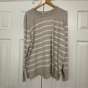 Tan and Cream/white stripe sweater
